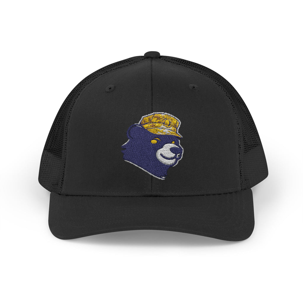 Trucker Hat – Vintage Embroidered Bear with Yellow Cap Snapback Customizable