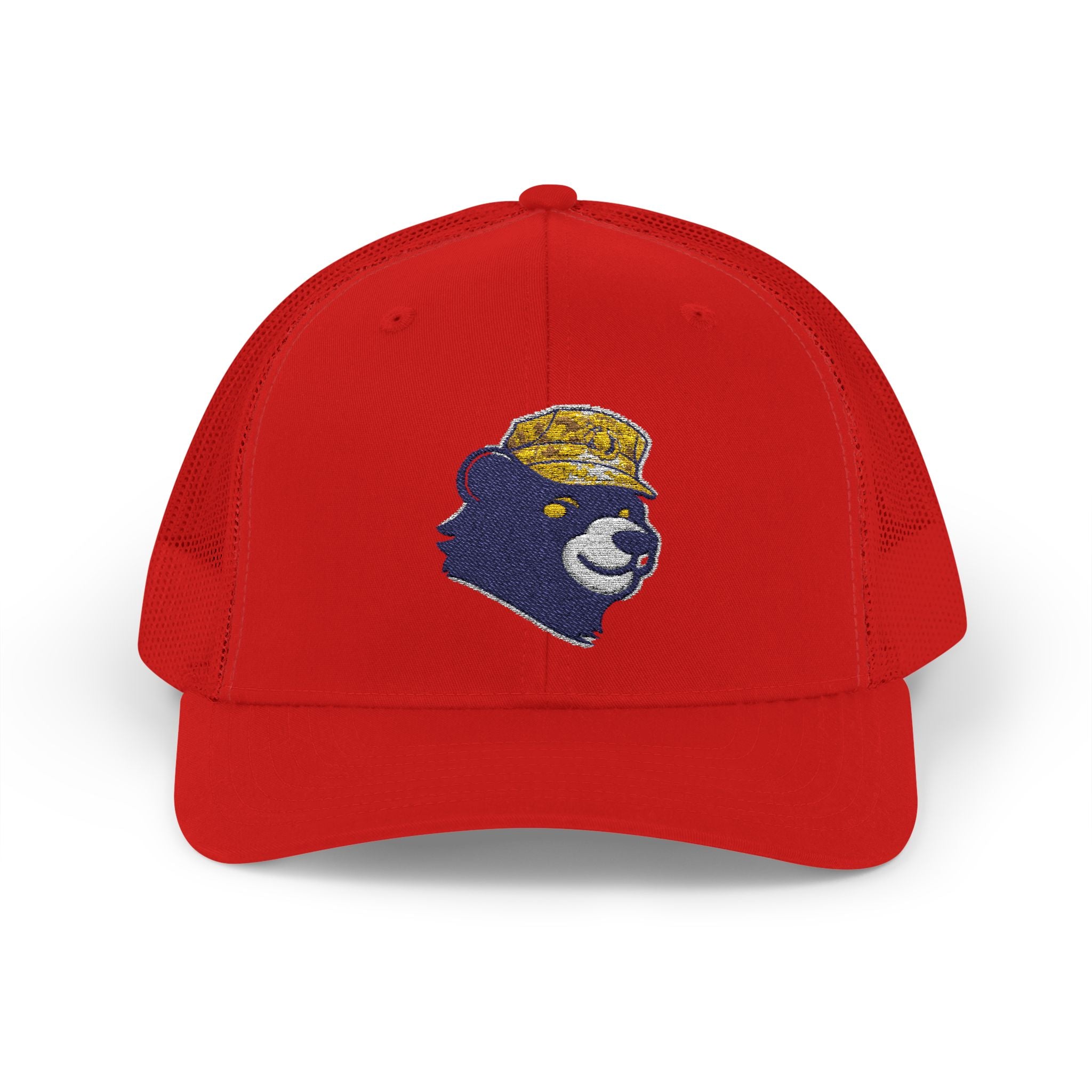 Trucker Hat – Vintage Embroidered Bear with Yellow Cap Snapback Customizable