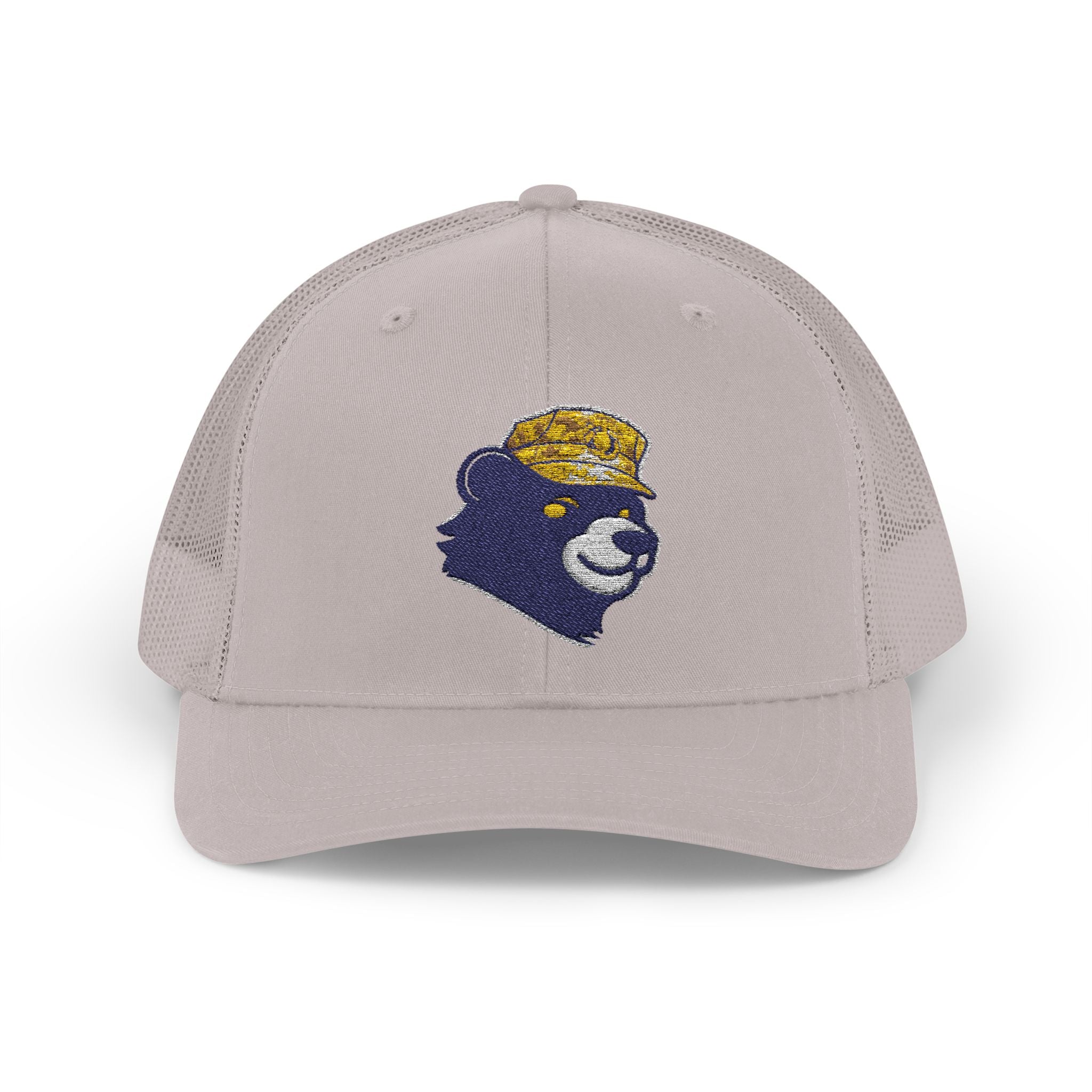 Trucker Hat – Vintage Embroidered Bear with Yellow Cap Snapback Customizable