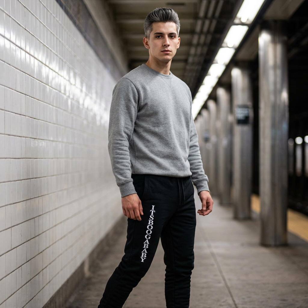 Embroidered 'It's Booga Baby' Joggers – Casual Fleece Lounge Pants Customizable