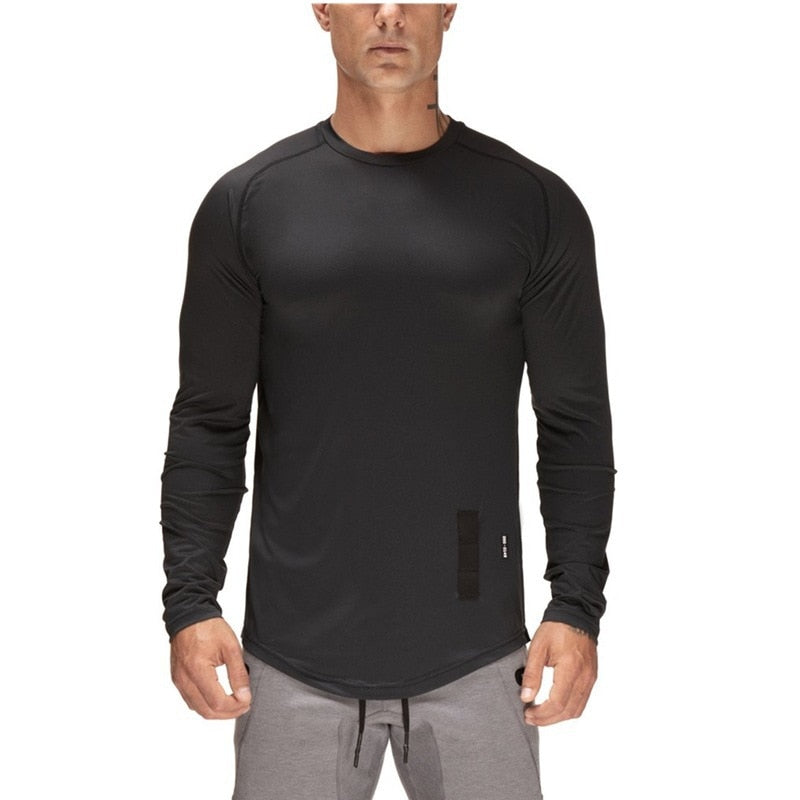 New Sport Shirt Men Long Sleeve Quick Dry Sport Top Solid Crossfit t shirt Gym Fitness Running Shirt Workout Jersey Rashgard Men