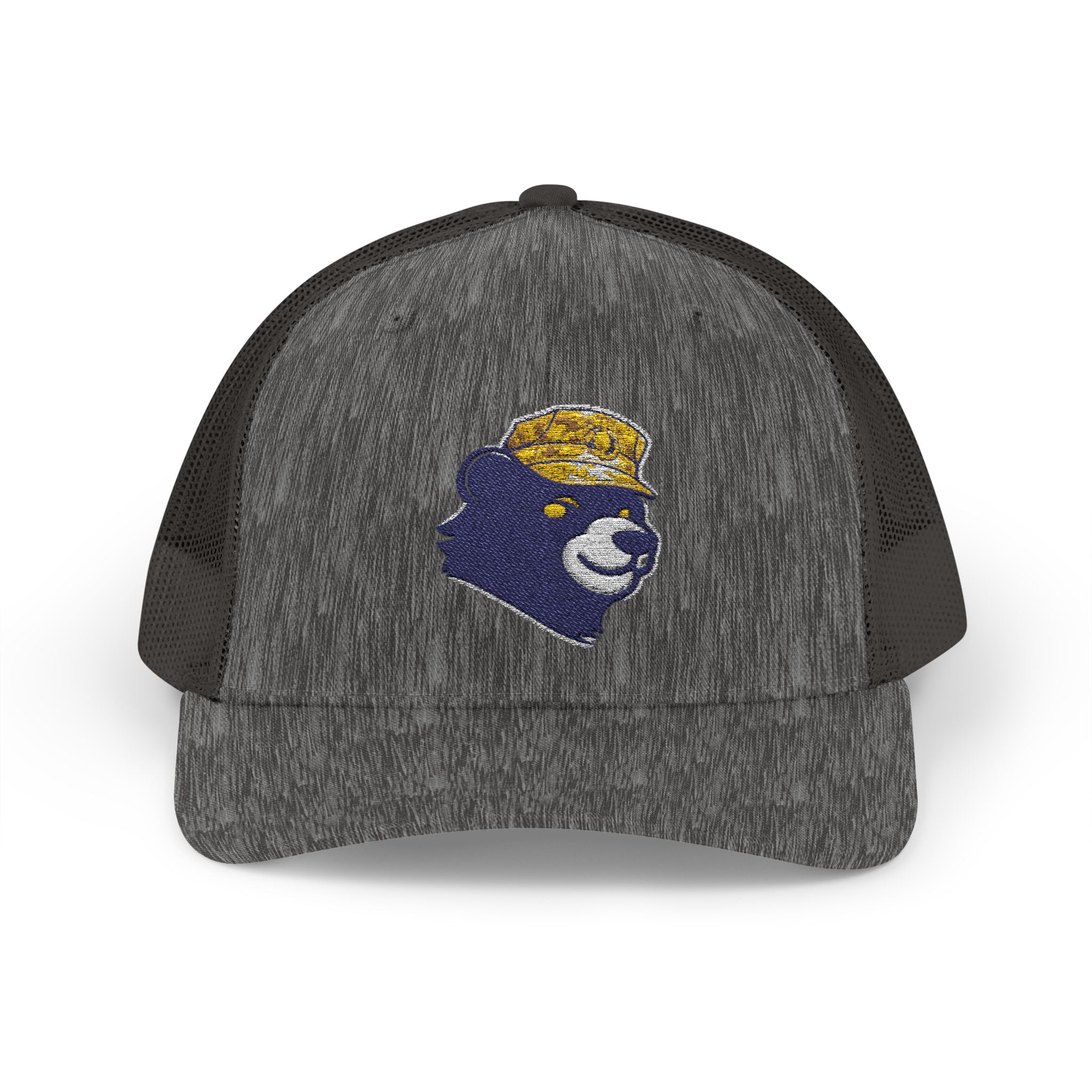 Trucker Hat – Vintage Embroidered Bear with Yellow Cap Snapback Customizable